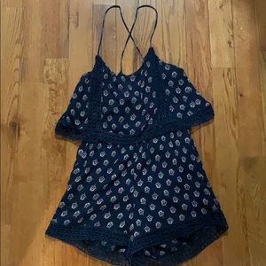 Navy floral romper